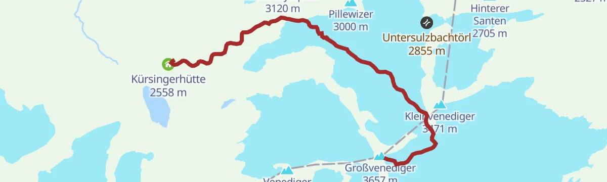 Route map: Neukirchen: Großvenediger Tour